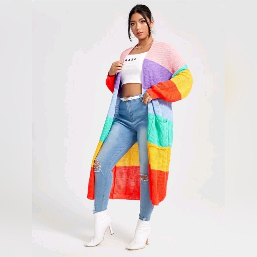 SHEIN Multicolor Block Women's Cardigan